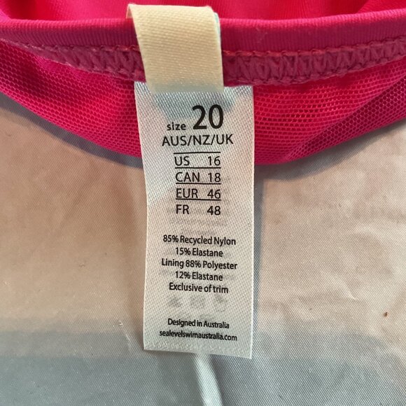 NWOT Sea Level Swim Australia Hot Pink One-Piece Swimsuit Size 16 US/20 AUS NEW - Picture 3 of 7